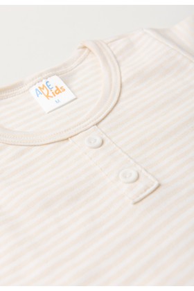 Conjunto de Blusa Listrada e Shorts Menino - Marfim - Ame Kids