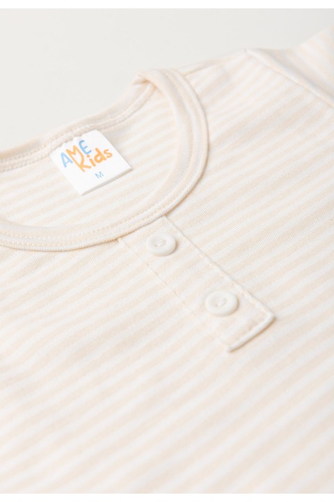 Conjunto de Blusa Listrada e Shorts Menino - Marfim - Ame Kids