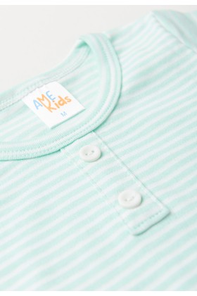 Conjunto de Blusa Listrada e Shorts Menino - Verde - Ame Kids