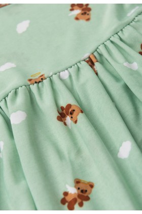 Vestido Curto Menina Liganete - Ursinho Verde - Ame Kids
