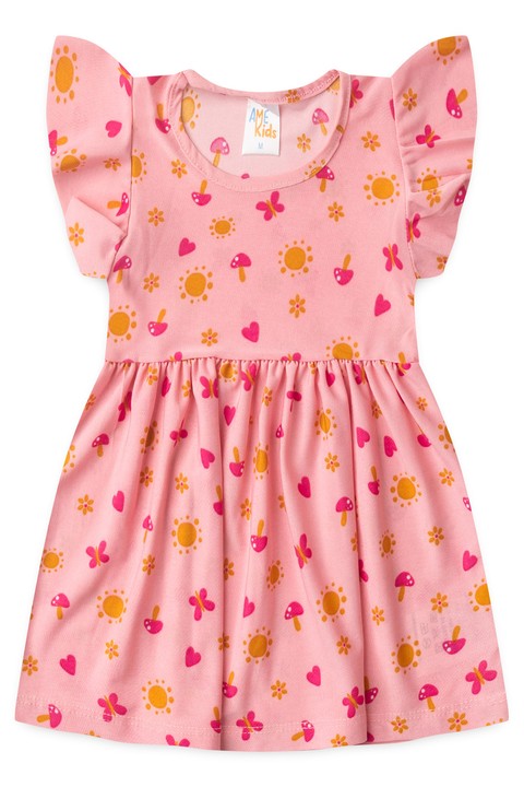 Vestido Curto Menina Liganete - Borboleta Rosa - Ame Kids