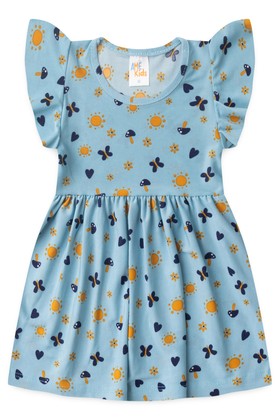 Vestido Curto Menina Liganete - Borboleta Azul - Ame Kids