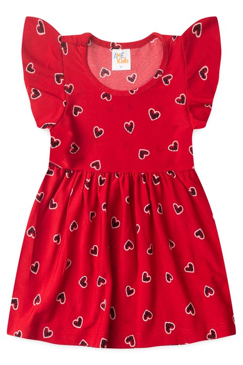 Vestido Curto Menina Liganete - Corações - Ame Kids