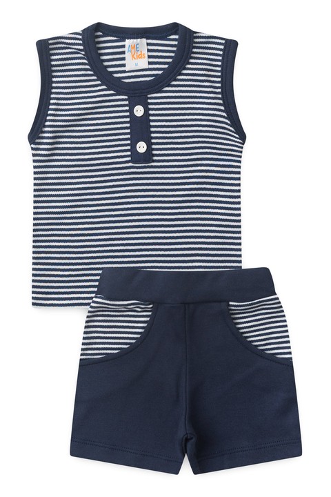 Conjunto Regata e Shorts Menino Suedine - Azul Marinho - Ame Kids
