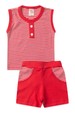 Conjunto Regata e Shorts Menino Suedine - Vermelho - Ame Kids