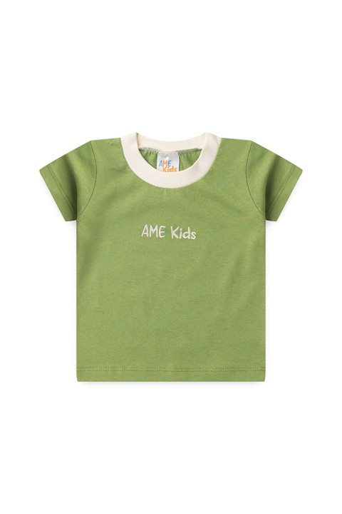 Conjunto de Blusa e Shorts Meia Malha - Verde - Ame Kids