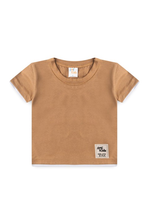 Conjunto de Blusa e Shorts Meia Malha Menino - Avelã - Ame Kids