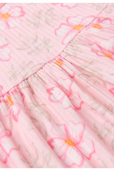 Vestido Curto Menina - Floral Rosa - Ame Kids