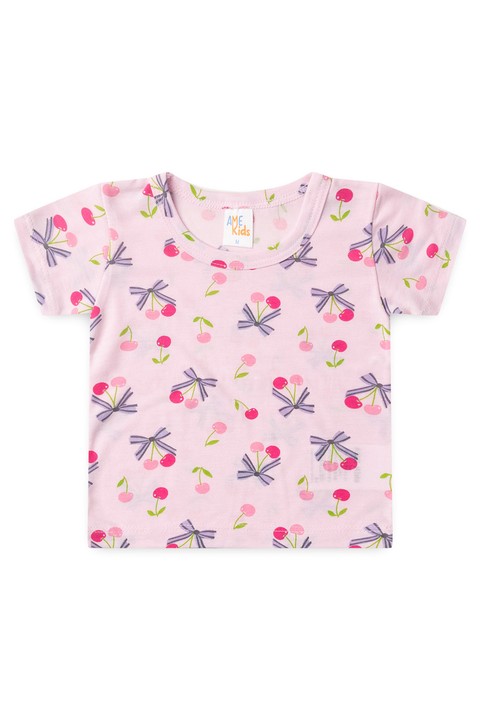Conjunto Pijama Blusa e Shorts - Cereja Rosa - Ame Kids