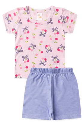 Conjunto Pijama Blusa e Shorts - Cereja Rosa - Ame Kids