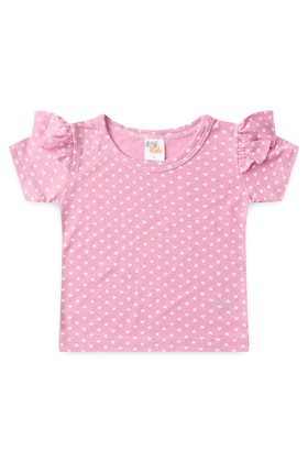Conjunto Pijama Blusa e Shorts - Corações Rosa - Ame Kids