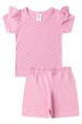 Conjunto Pijama Blusa e Shorts - Corações Rosa - Ame Kids