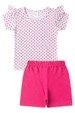Conjunto Pijama Blusa e Shorts - Corações Branco - Ame Kids