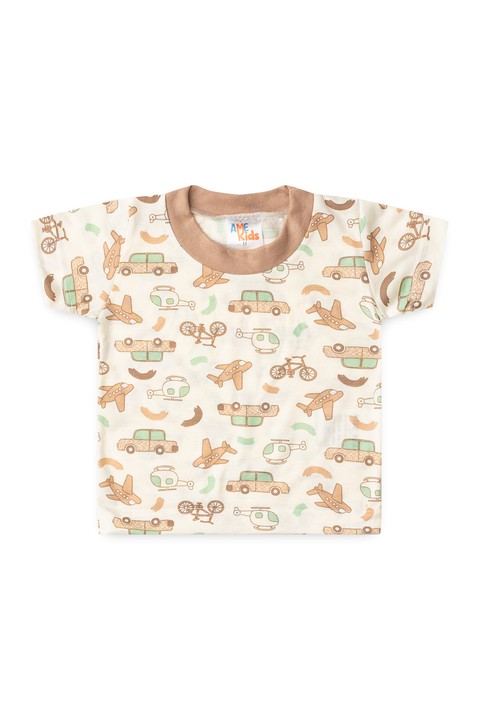 Conjunto Pijama Blusa e Shorts Menino - Marrom - Ame Kids