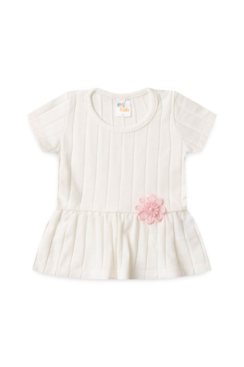 Conjunto Blusa Shorts Milano Menina - Off-White - Ame Kids