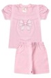 Conjunto de Blusa e Shorts Menina - Laço Rosa - Ame Kids