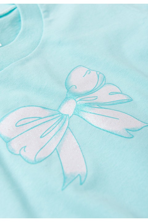 Conjunto de Blusa e Shorts Menina - Laço Azul - Ame Kids