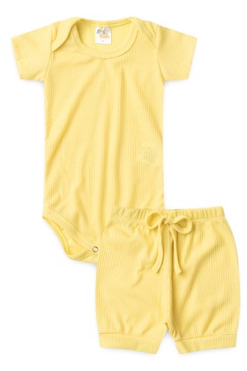 Conjunto Canelado Light Curto - Amarelo - Ame Kids