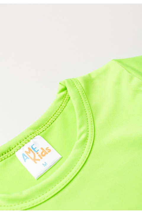 Conjunto Blusa e Short Infantil Proteção Uv - Verde Neon - Ame Kids