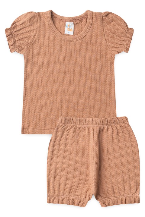 Conjunto Sunset Blusa e Shorts Verão - Caramelo - Ame Kids