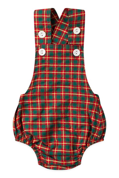 Romper Tricoline - Xadrez Natal Verde - Ame Kids