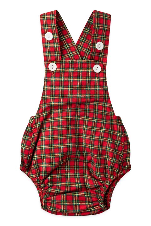 Romper Tricoline - Xadrez Natal Vermelho - Ame Kids