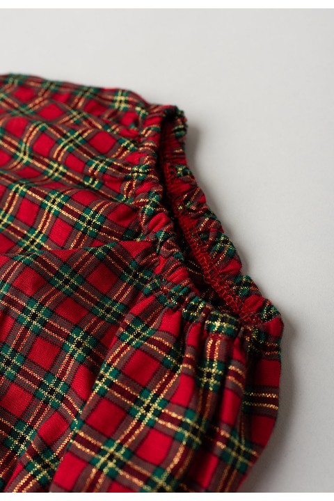 Romper Tricoline - Xadrez Natal Vermelho - Ame Kids