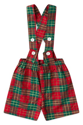 Jardineira Tricoline - Xadrez Natal - Ame Kids