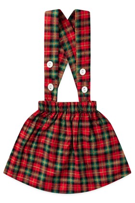 Salopete Tricoline - Xadrez Natal Vermelho - Ame Kids