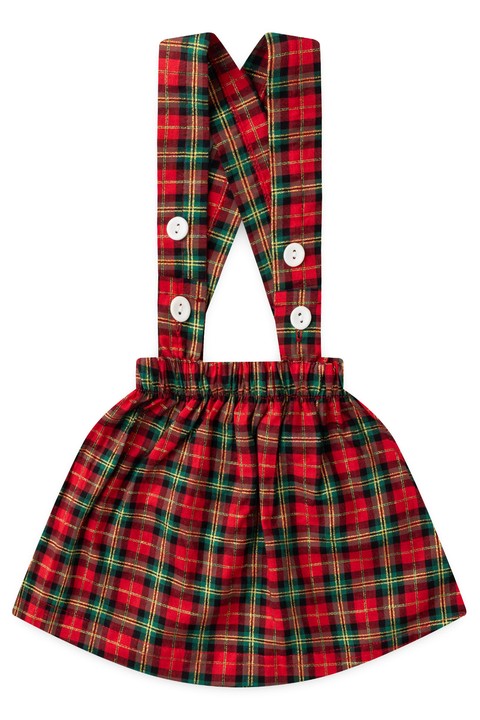 Salopete Tricoline - Xadrez Natal Vermelho - Ame Kids