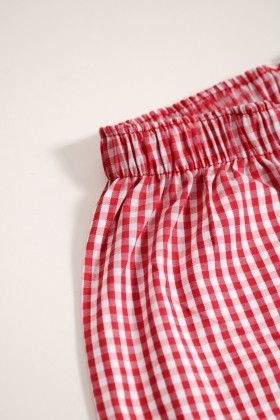 Jardineira Tricoline - Xadrez Vermelho e Branco - Ame Kids