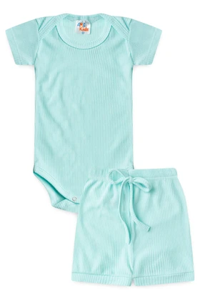 Conjunto Canelado Light Curto - Verde Menta - Ame Kids