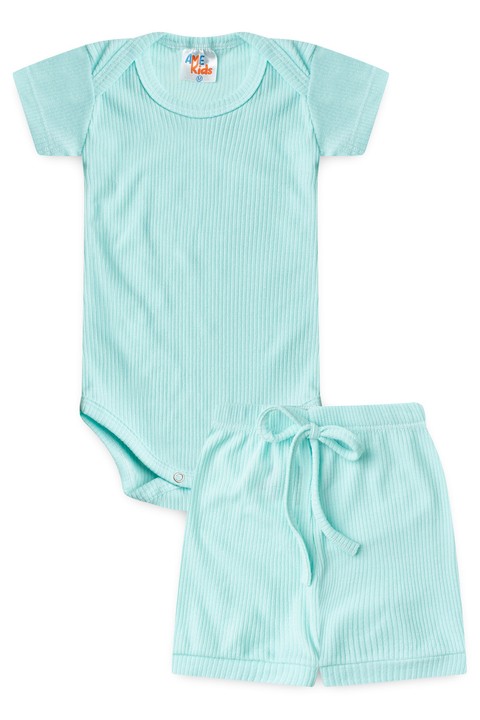 Conjunto Canelado Light Curto - Verde Menta - Ame Kids