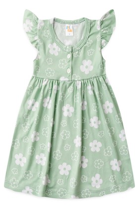 Vestido Curto Menina Liganete - Floral Verde - Ame Kids
