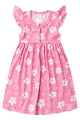 Vestido Curto Menina Liganete - Floral Rosa - Ame Kids