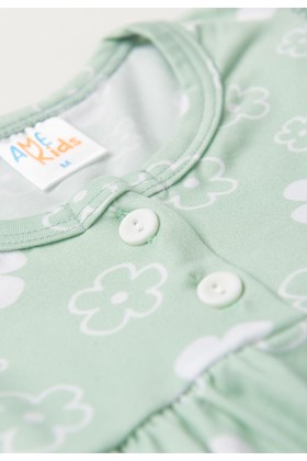 Vestido Curto Menina Liganete - Floral Verde - Ame Kids
