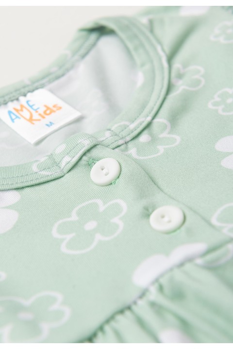 Vestido Curto Menina Liganete - Floral Verde - Ame Kids