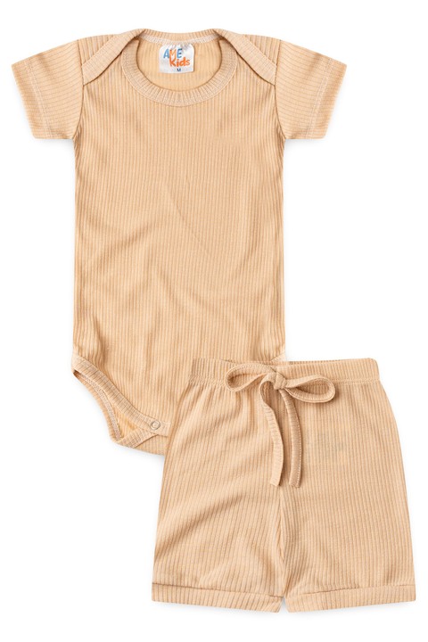 Conjunto Canelado Light Curto - Areia - Ame Kids