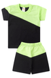 Conjunto de Blusa e Shorts Meia Malha Menino - Preto e Verde -  Ame Kids