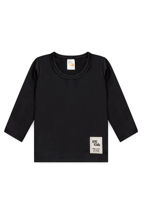 Conjunto Blusa e Short Infantil Proteção Uv - Preto - Ame Kids