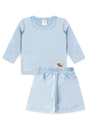 Conjunto Blusa e Short Infantil Proteção Uv - Azul Bebê  - Ame Kids