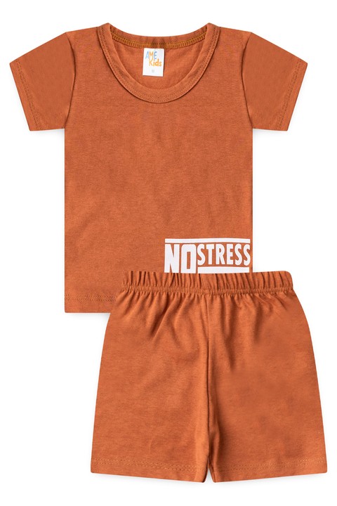 Conjunto de Blusa No Stress e Shorts Menino - Avelã - Ame Kids