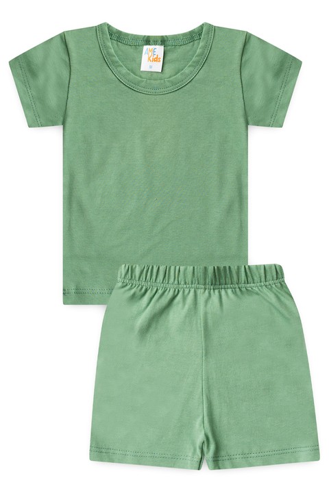 Conjunto Blusa No Stress e Shorts Menino - Verde - Ame Kids