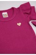 Conjunto Body Canelado Curto Menina - Bordô - Ame Kids