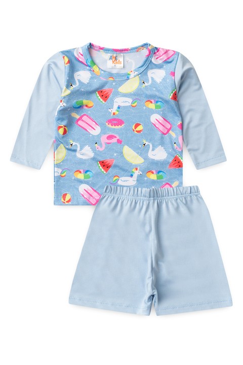 Conjunto Blusa e Short Infantil Proteção Uv - Piscina - Ame Kids