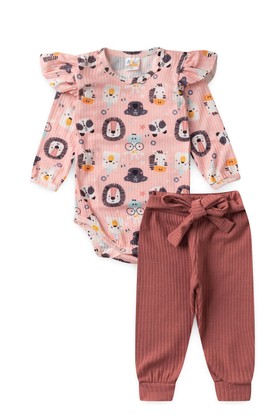 Conjunto Body Canelado Menina -  Safari - Ame Kids