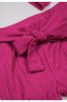 Conjunto Body Canelado Curto Menina - Bordô - Ame Kids