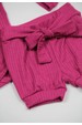 Conjunto Body Canelado Curto Menina - Bordô - Ame Kids