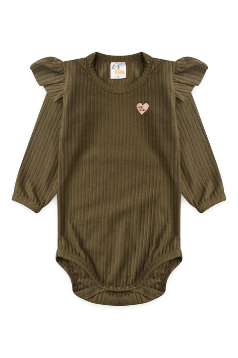 Conjunto Body Canelado Menina - Verde - Ame Kids