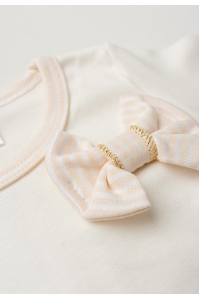 Conjunto Blusa Lacinho e Calça Suedine - Off-White - Ame Kids